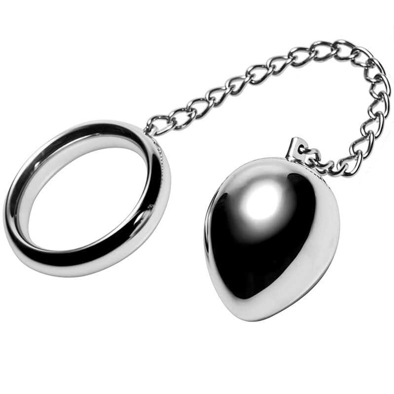 METAL HARD – ANNEAU PÉNIEN 50MM + CHAÎNE AVEC BILLE MÉTALLIQUE