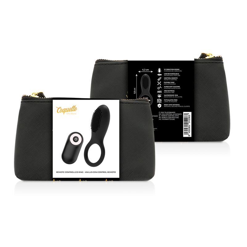 COQUETTE TOYS – COCKRING TÉLÉCOMMANDE RECHARGEABLE NOIR/ OR