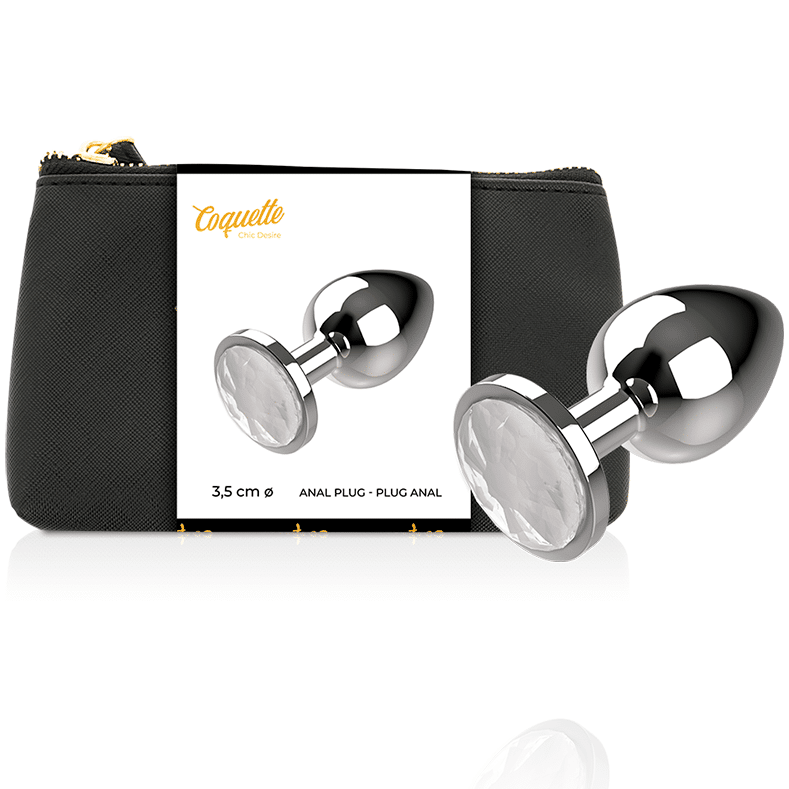 COQUETTE TOYS – PLUG ANAL METAL COULEUR TRANSPARENT TAILLE M 3.5 X 8CM