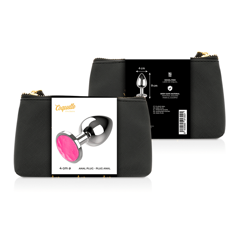 COQUETTE TOYS – PLUG ANAL METAL COULEUR ROSE TAILLE L 4 X 9CM