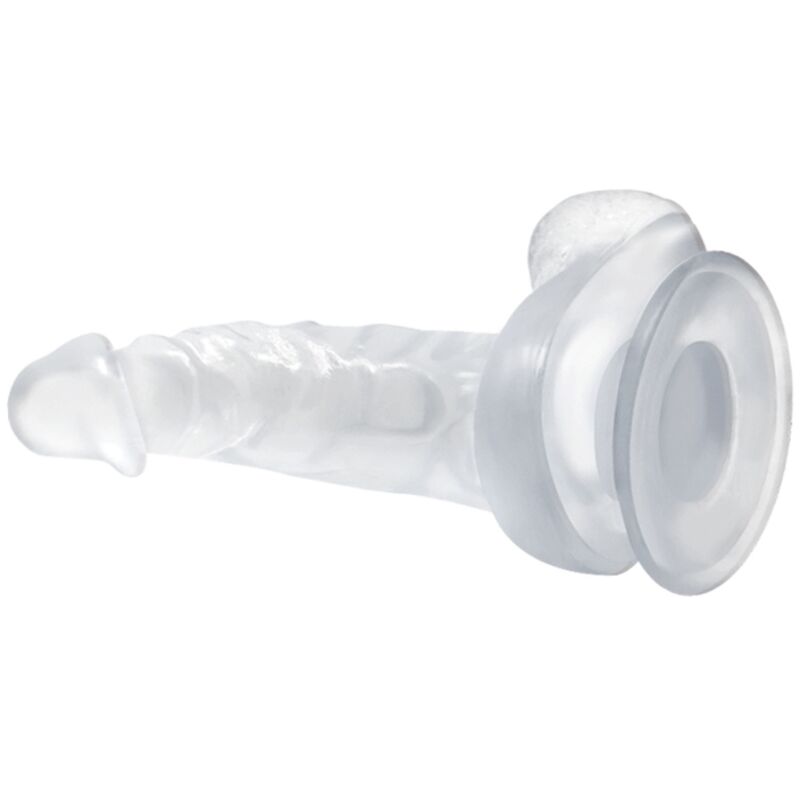 BAILE – GODE RÉALISTE AVEC VENTOUSE ET TESTICULES 16.7 CM TRANSPARENT