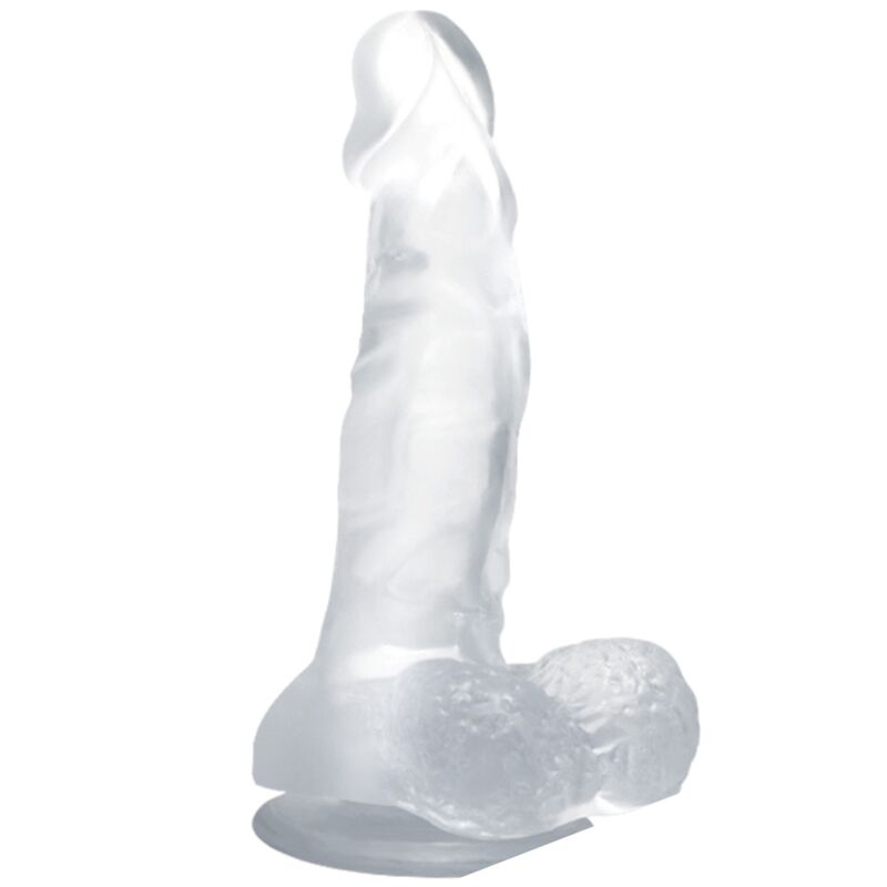 BAILE – GODE RÉALISTE AVEC VENTOUSE ET TESTICULES 16.7 CM TRANSPARENT