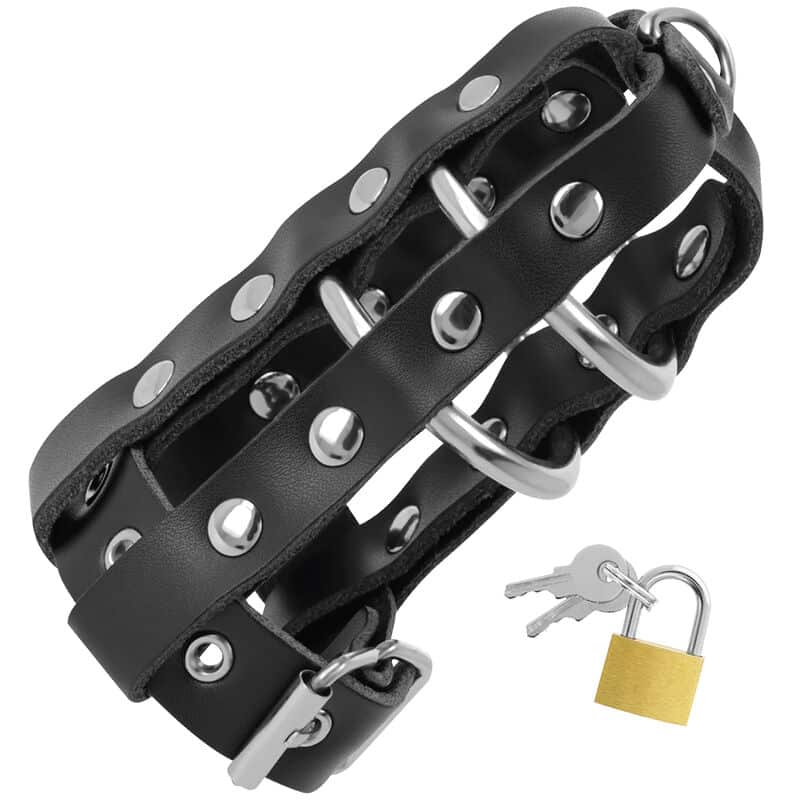 DARKNESS – CAGE DE CHASTETÉ EN CUIR AVEC SERRURE
