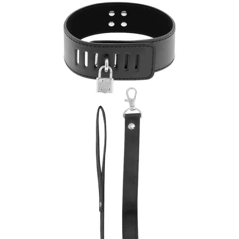 DARKNESS – COLLIER BDSM AVEC SERRURE NOIRE