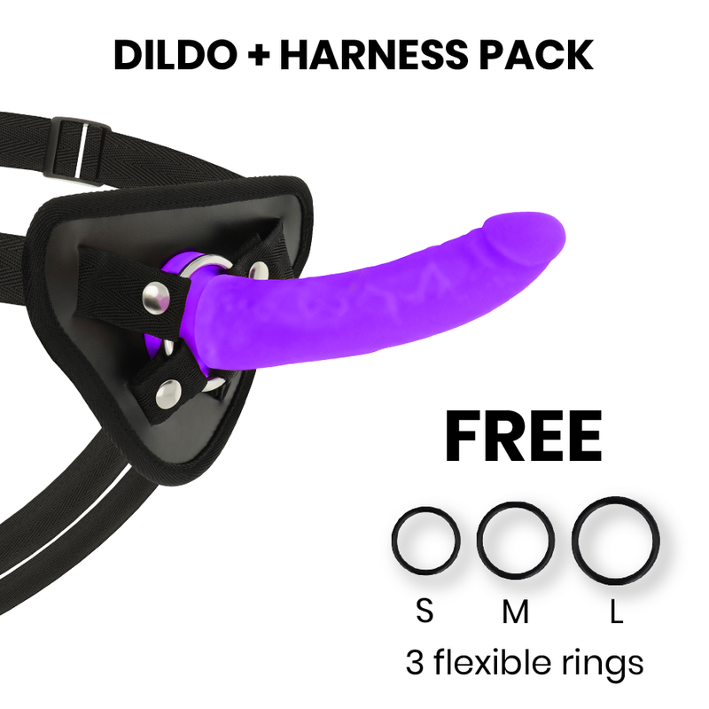 DELTA CLUB – TOYS HARNAIS + DONG SILICONE VIOLET 17 X 3CM