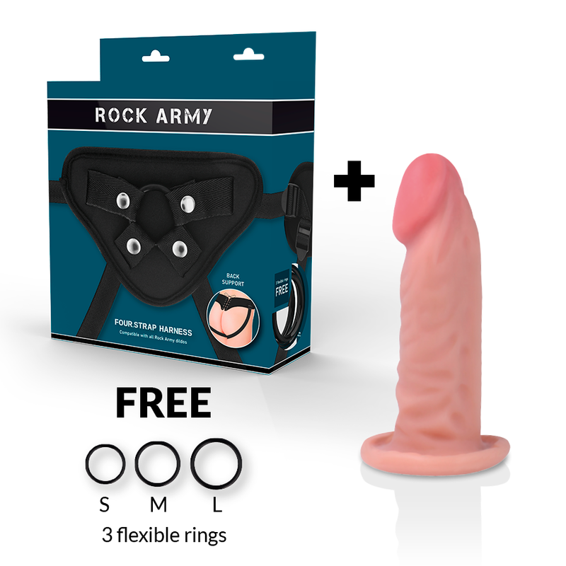 ROCKARMY – HARNAIS + GODE RÉALISTE TIGRE DOUBLE DENSITÉ 14CM