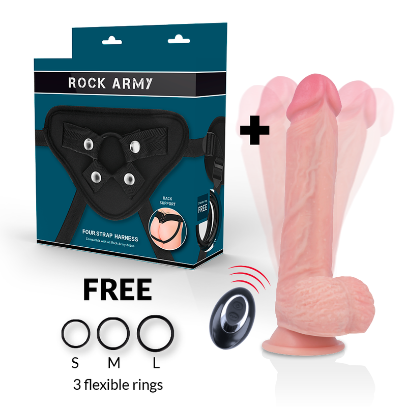 ROCKARMY – HARNAIS + VIBRATEUR SILICONE LIQUIDE PREMIUM TÉLÉCOMMANDE APACHE 22CM