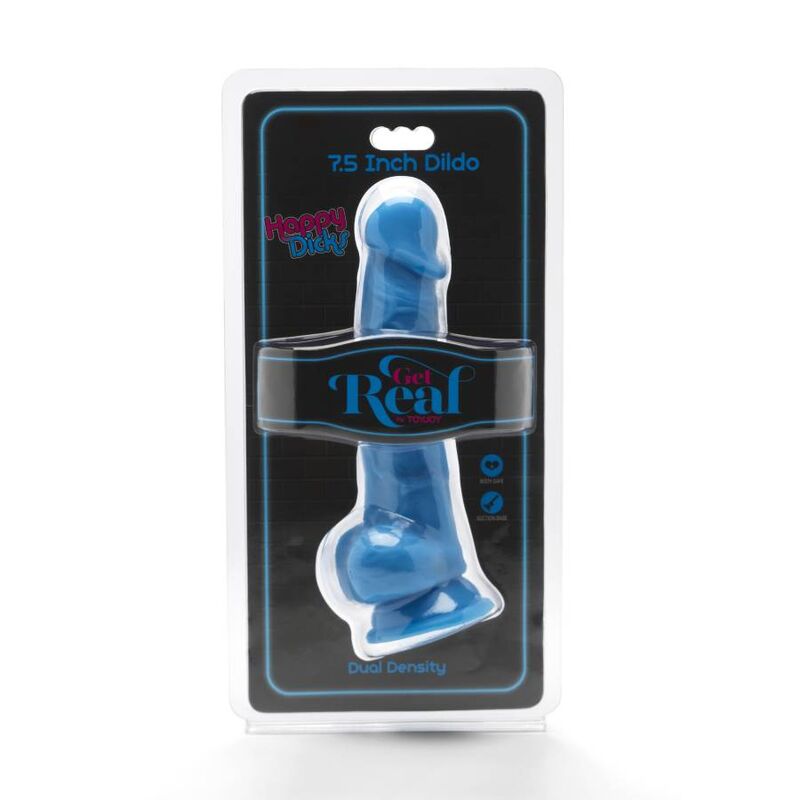 GET REAL – HAPPY DICKS 19 CM AVEC BALLES BLEU