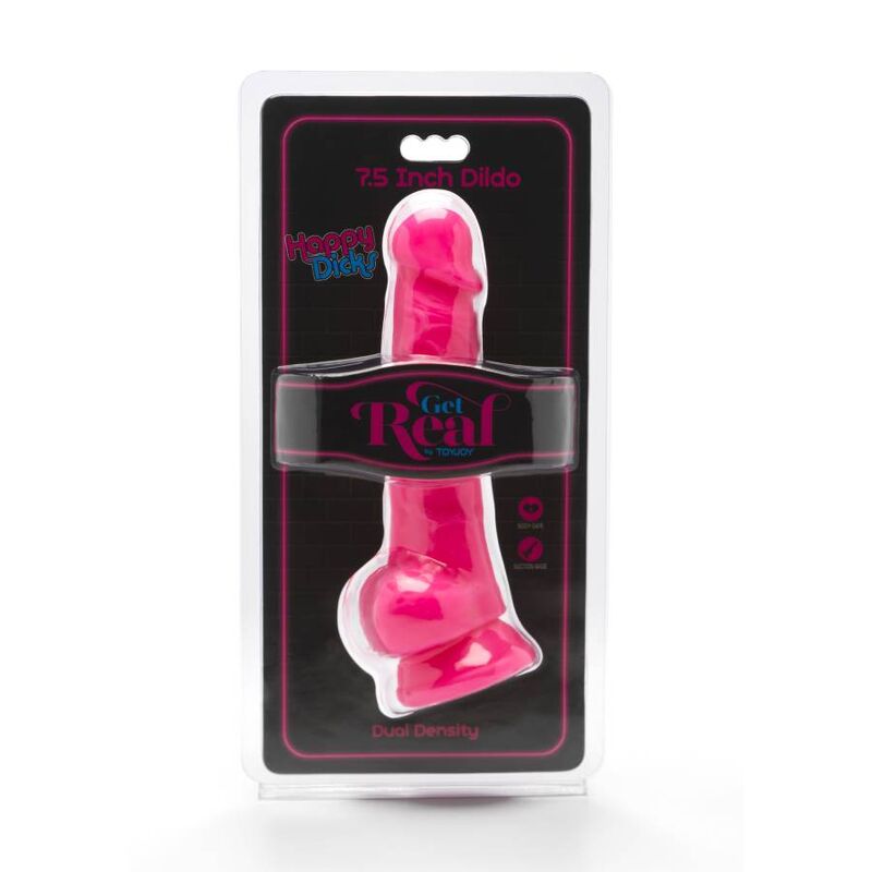 GET REAL – HAPPY DICKS 19 CM AVEC BALLES ROSE