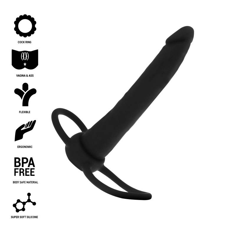 MYTHOLOGY – GODE ANAL COBI ONYX AVEC ANNEAU DE BITE ET TESTICULE 13 CM EN SILICONE