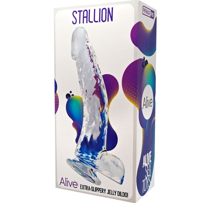 ALIVE – PÉNIS RÉALISTE D’ÉTALON TRANSPARENT 22 CM