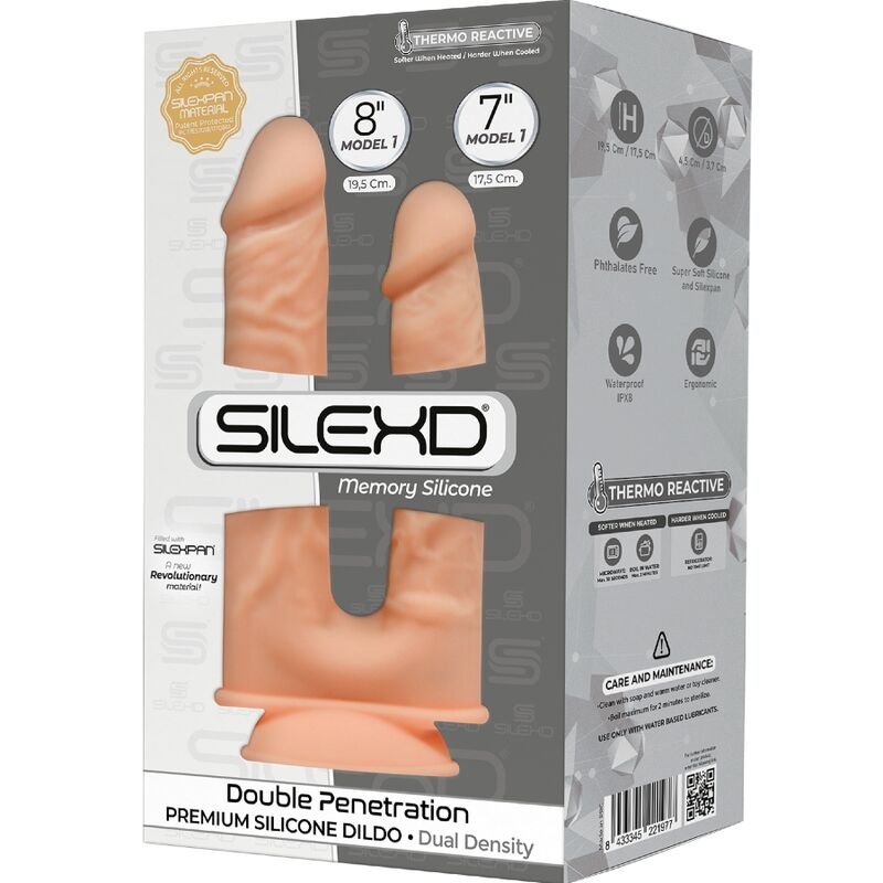 SILEXD – MODÈLE 1 PÉNIS RÉALISTE DOBLE PENETRACION PREMIUM SILEXPAN SILICONE 17.5 / 19.5 CM