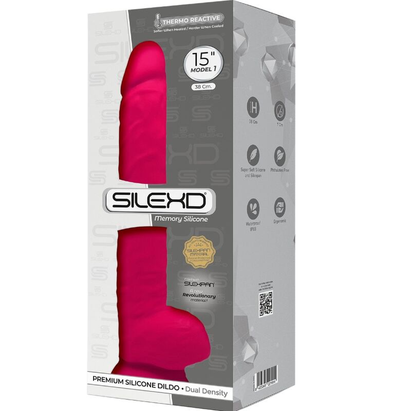 SILEXD – MODÈLE 1 PÉNIS RÉALISTE PREMIUM SILEXPAN SILICONE FUCHSIA 38 CM
