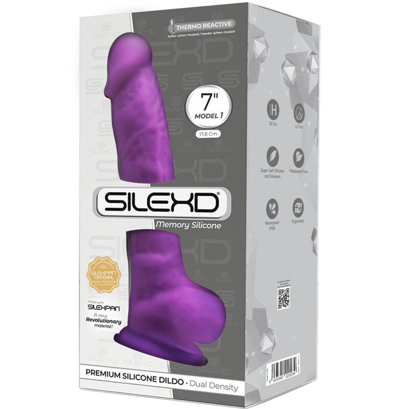 SILEXD – MODÈLE 1 PÉNIS RÉALISTE PREMIUM SILEXPAN SILICONE VIOLET 17.5 CM