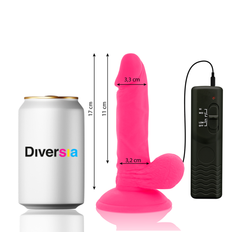 DIVERSIA – DILDO VIBRANT FLEXIBLE ROSE 17 CM -O- 3.3 CM