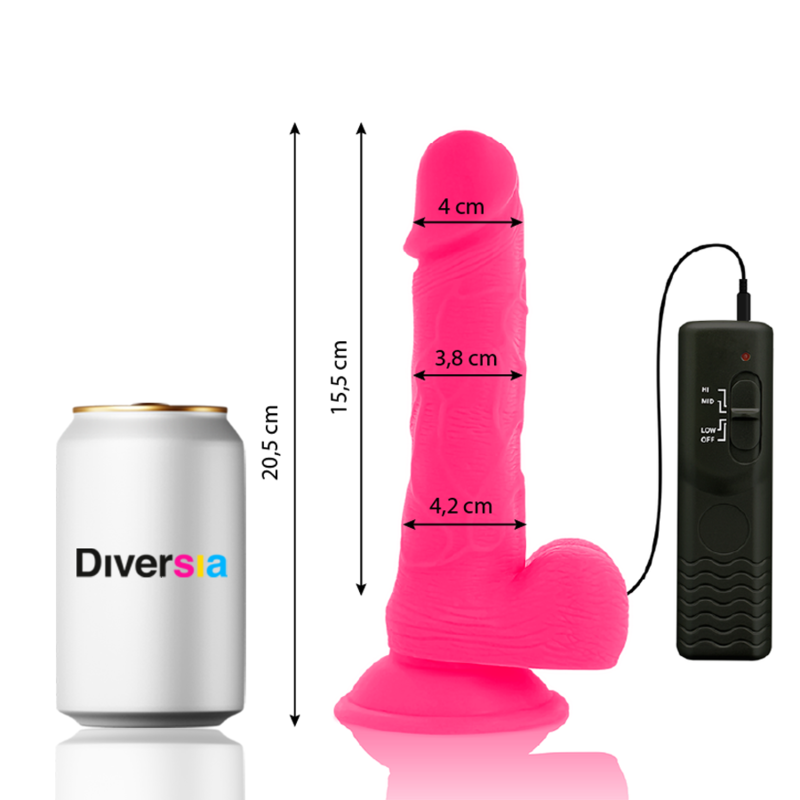 DIVERSIA – DILDO VIBRANT FLEXIBLE ROSE 20.5 CM -O- 4.2 CM