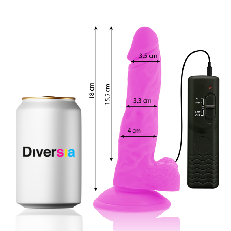 DIVERSIA – DILDO VIBRANT FLEXIBLE VIOLET 18 CM -O- 4 CM