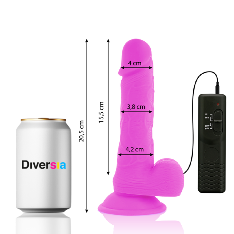 DIVERSIA – DILDO VIBRANT FLEXIBLE VIOLET 20.5 CM -O- 4.2 CM