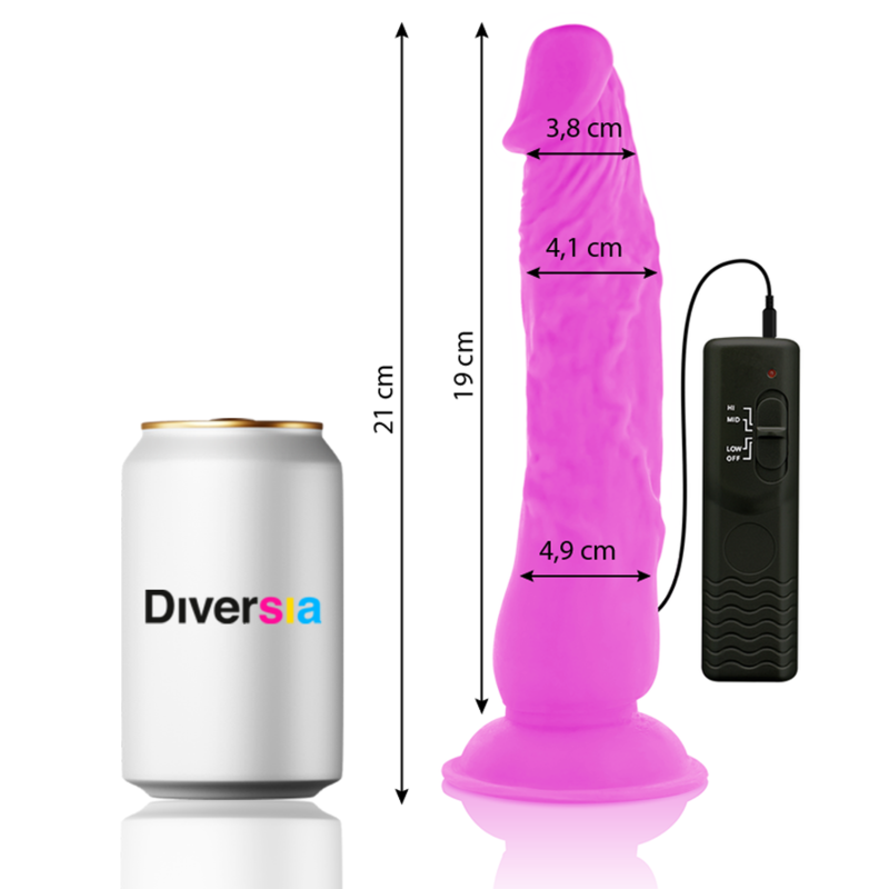DIVERSIA – DILDO VIBRANT FLEXIBLE VIOLET 21 CM -O- 4.9 CM